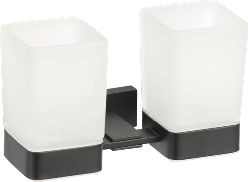 88080-C Стакан двойной стекло "настенный" (ЧЕРНЫЙ) GANZER (20/1шт)