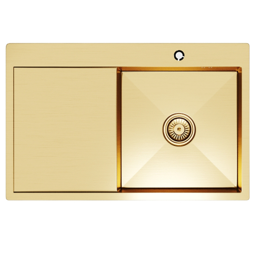 Мойка настол.монтаж 78х50 (3,0) прав. вып 3 1/2  MIXLINE PRO 20см с сифоном (золото)