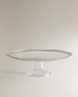 Zara Home блюдо сервировочное из стекла, цвет серебристый, 33 см