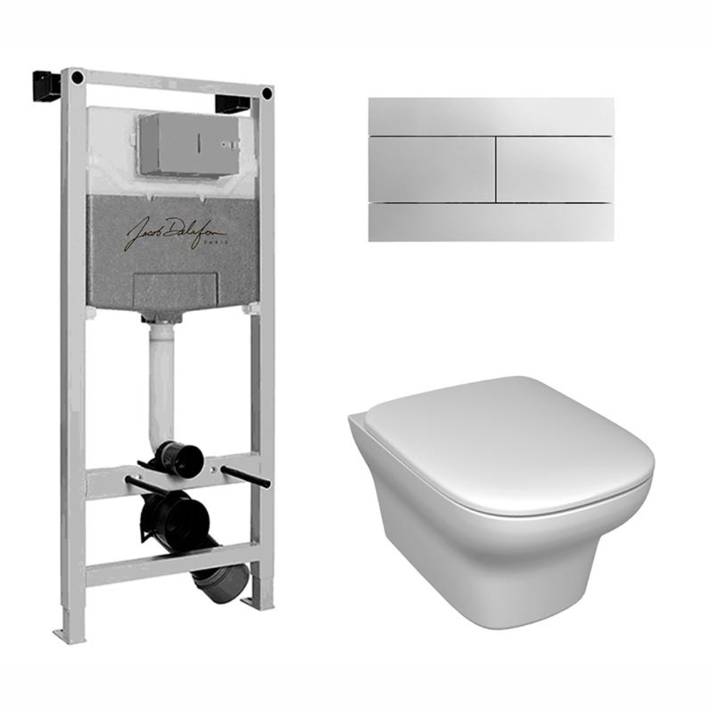 Купить комплект Jacob Delafon Vox E21744RU  сиденье тонкое микролифт, кнопка хром не дорого