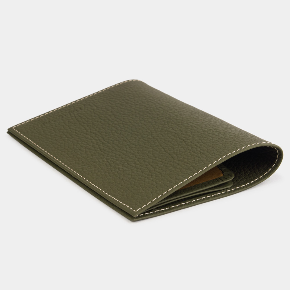 Обложка для паспорта из натуральной кожи теленка, зеленого цвета