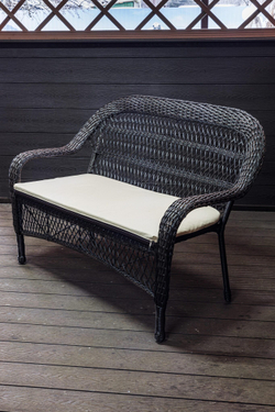 Двухместный диван из искусственного ротанга МЭДИСОН НЬЮ «MEDISON NEW» арт.A07202 dark brown с подушками на сидение