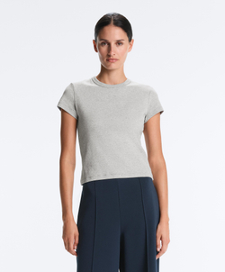 Oysho Футболка Rib Fit из смесового хлопка, серый меланж