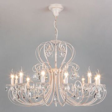 3305/12 / подвесной светильник /   белый с золотом/прозрачный хрусталь Strotskis