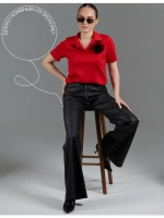 Брюки клеш от колена кожаные экокожа