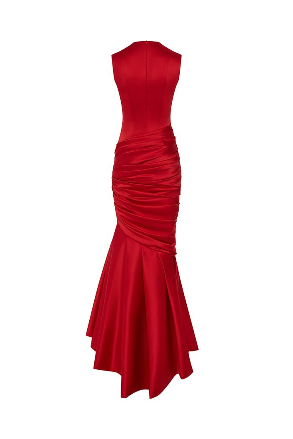 Платье макси из сатина со шлейфом