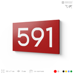 Номер на дверь 591, табличка на дверь для офиса, квартиры, кабинета, аудитории, склада, красная 120х70 мм, Айдентика Технолоджи