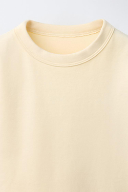 ZARA ОДНОТОННАЯ ФУТБОЛКА ИЗ ТРИКОТАЖА INTERLOCK, ЖЕЛТЫЙ