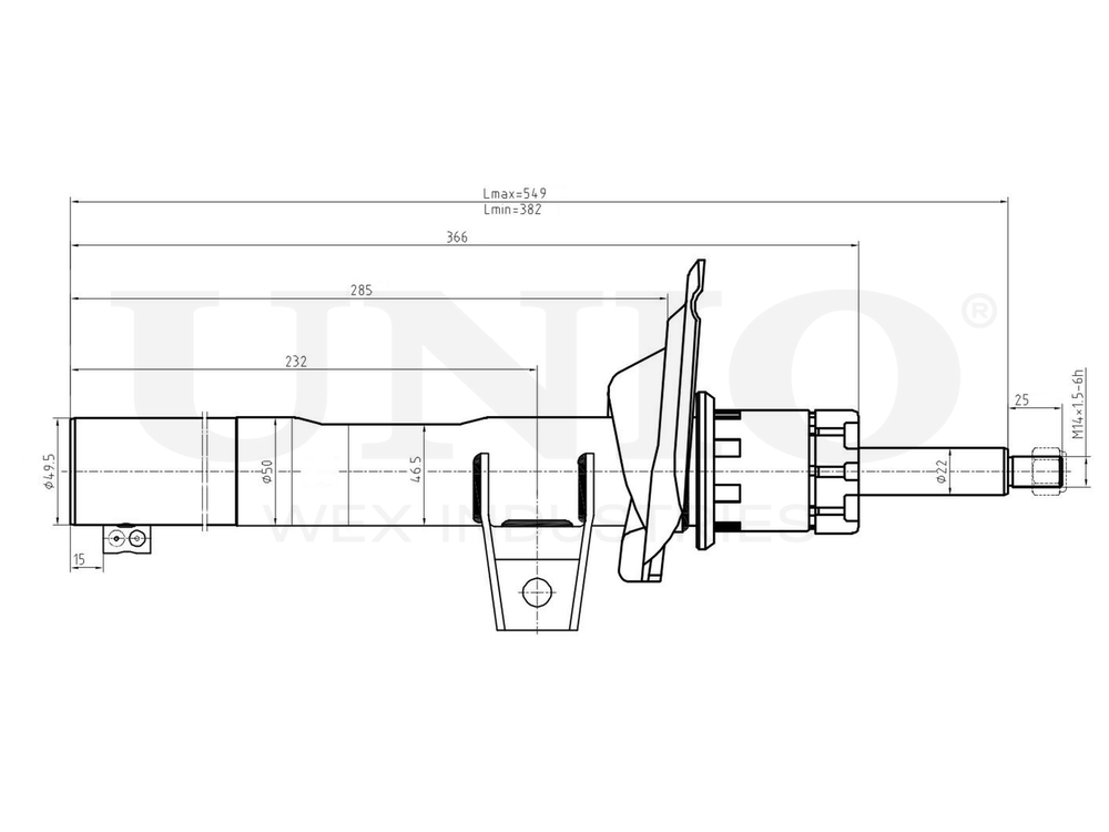 Амортизатор газовый передней подвески UNIO SAB-10699