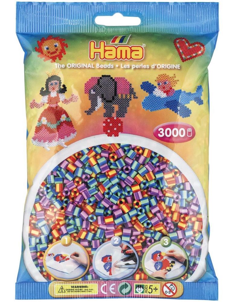 Hama Бусинки для термомозаики MIDI полосатые микс, 3000 шт. (201-91)