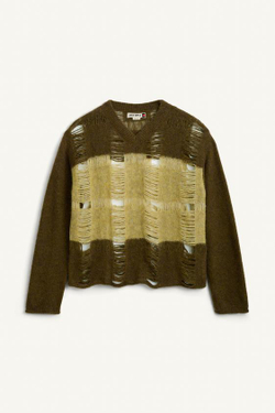 ZARA ТРИКОТАЖНЫЙ СВИТЕР СВОБОДНОГО КРОЯ С ВОЛОКНОМ АЛЬПАКИ, ОТТЕНКИ ЗЕЛЕНОГО