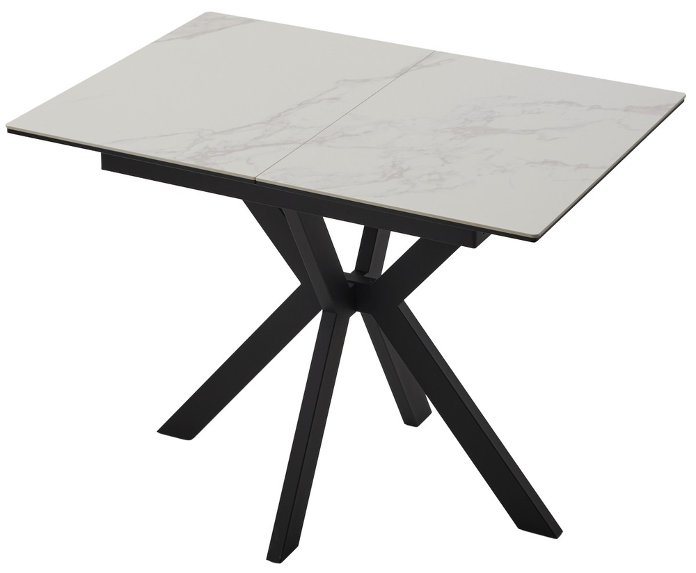 Стол М-City DISAUR Комильфо Мини 100 Белый мрамор С Прожилками Латте, керамика, Черный
