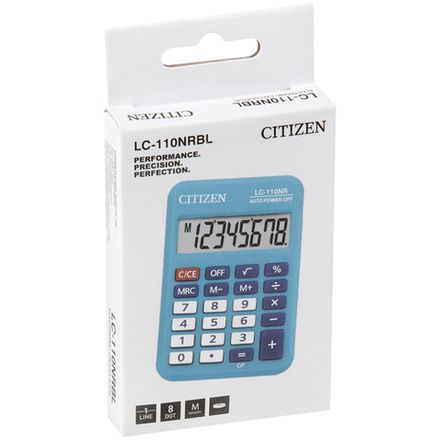 Калькулятор карманный Citizen, 8 разрядов, LC-110NBL, питание от батарейки, 58х87х12мм, голубой