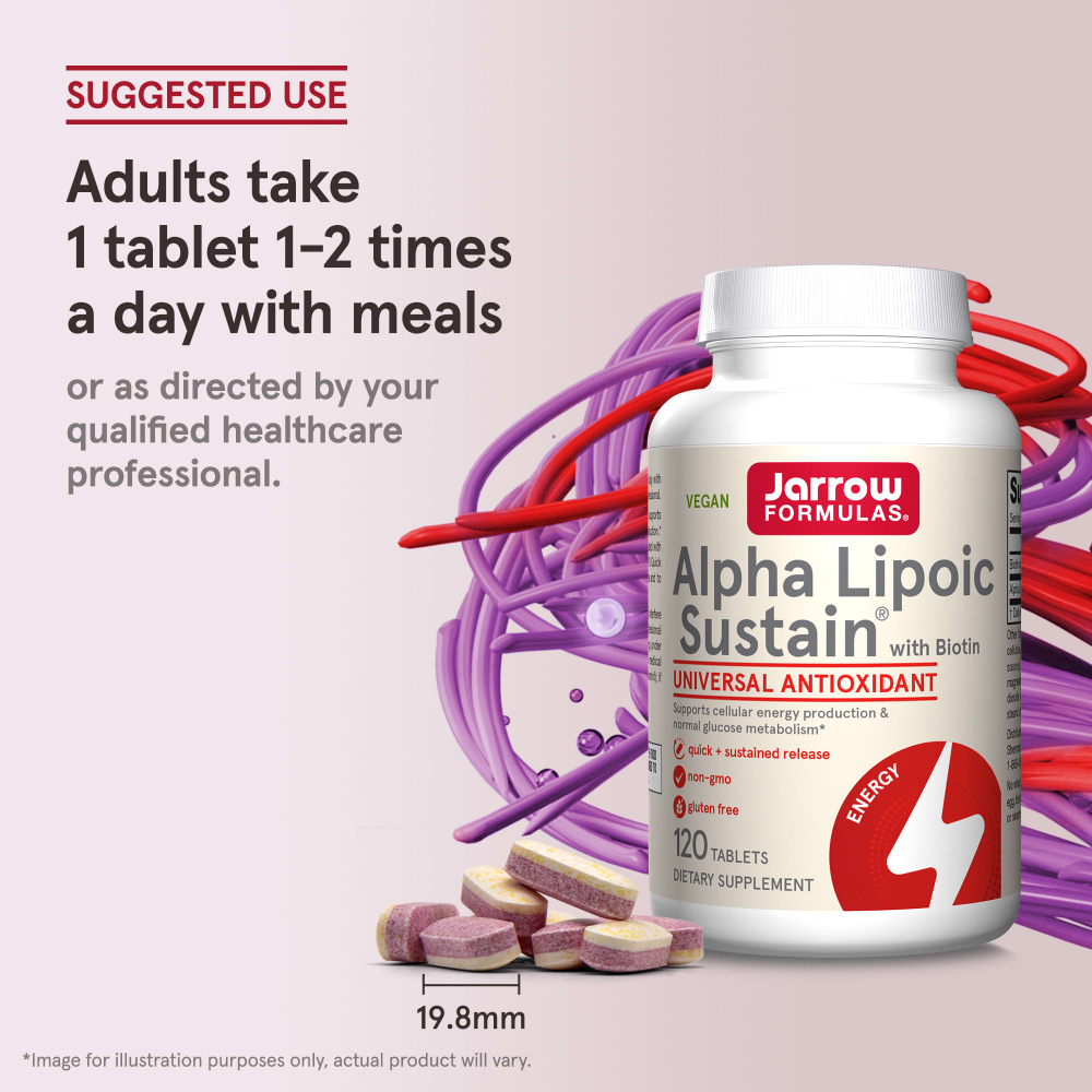 Jarrow Formulas, Alpha Lipoic Sustain, альфа-липоевая кислота с биотином, 300 мг, 120 таблеток
