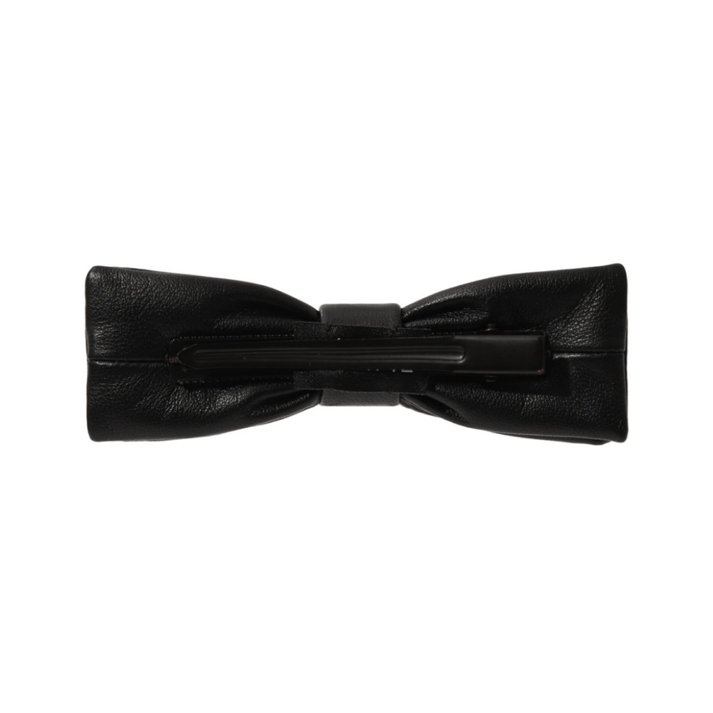 Бант из черной кожи мини