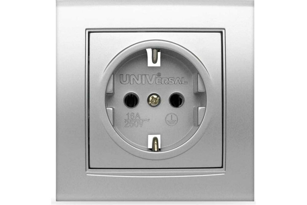 Розетка 1-местная серебро с/з UNIVersal Бриллиант СУ 7949872