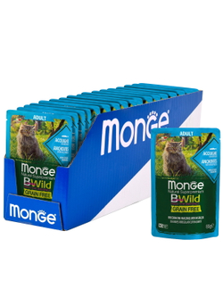 Monge Cat BWild GRAIN FREE паучи из анчоусов с овощами для взрослых кошек 85г