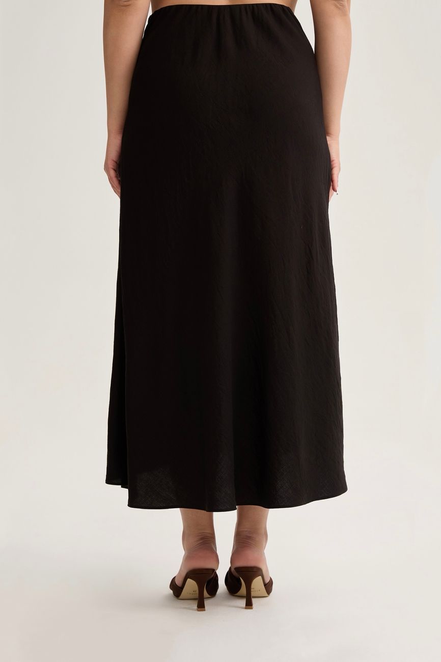 Юбка миди из жатой вискозы, черный
