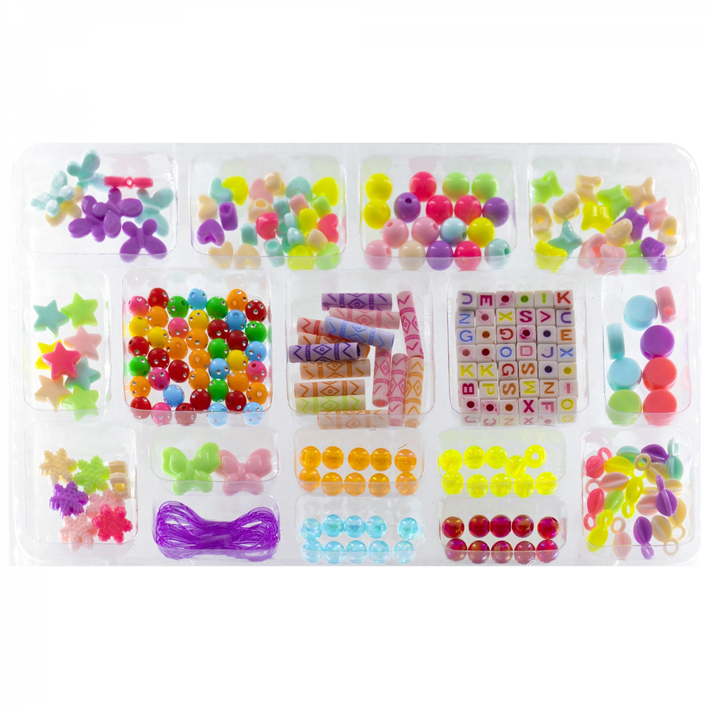 Набор для создания украшений-бусины Alingar, 295х225х35мм, "Beads design 2", 12 вид. бус., подвес., 2х1,2 м леска, карт. уп.