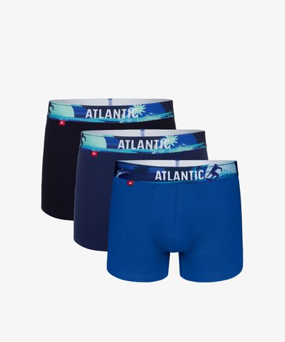 Мужские трусы шорты Atlantic, набор из 3 шт., хлопок, темно-синие + темно-голубые + голубые, 3MH-164