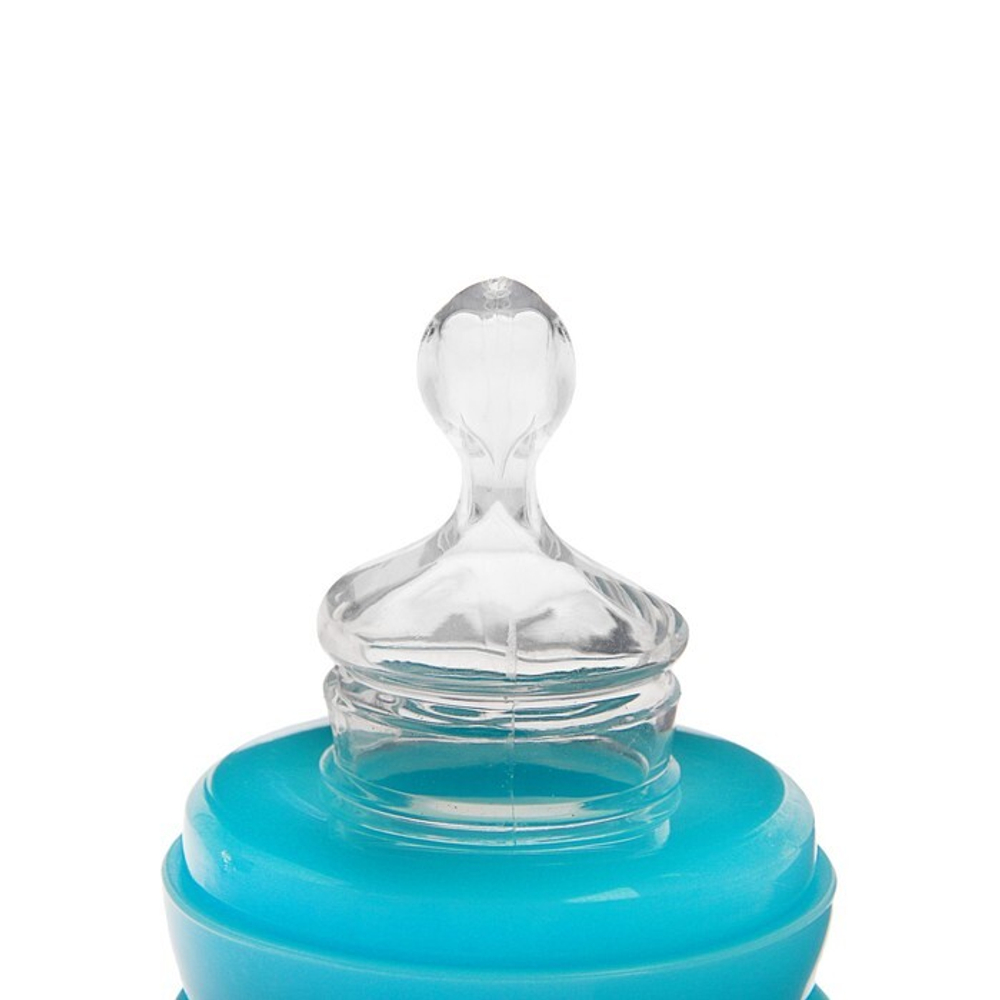 2825254 Бутылочка для кормления с ручками, 280 мл, от 0 мес., цвет белый/голубой, рисунок МИКС