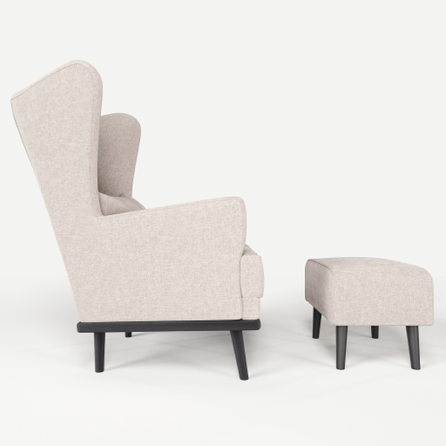 Комплект кресла и пуфа Фантазёр рогожка D-1 (Светло-бежевый) на высоких ножках, для отдыха и чтения книг. В гостиную, балкон, спальню и переговорную комнату.