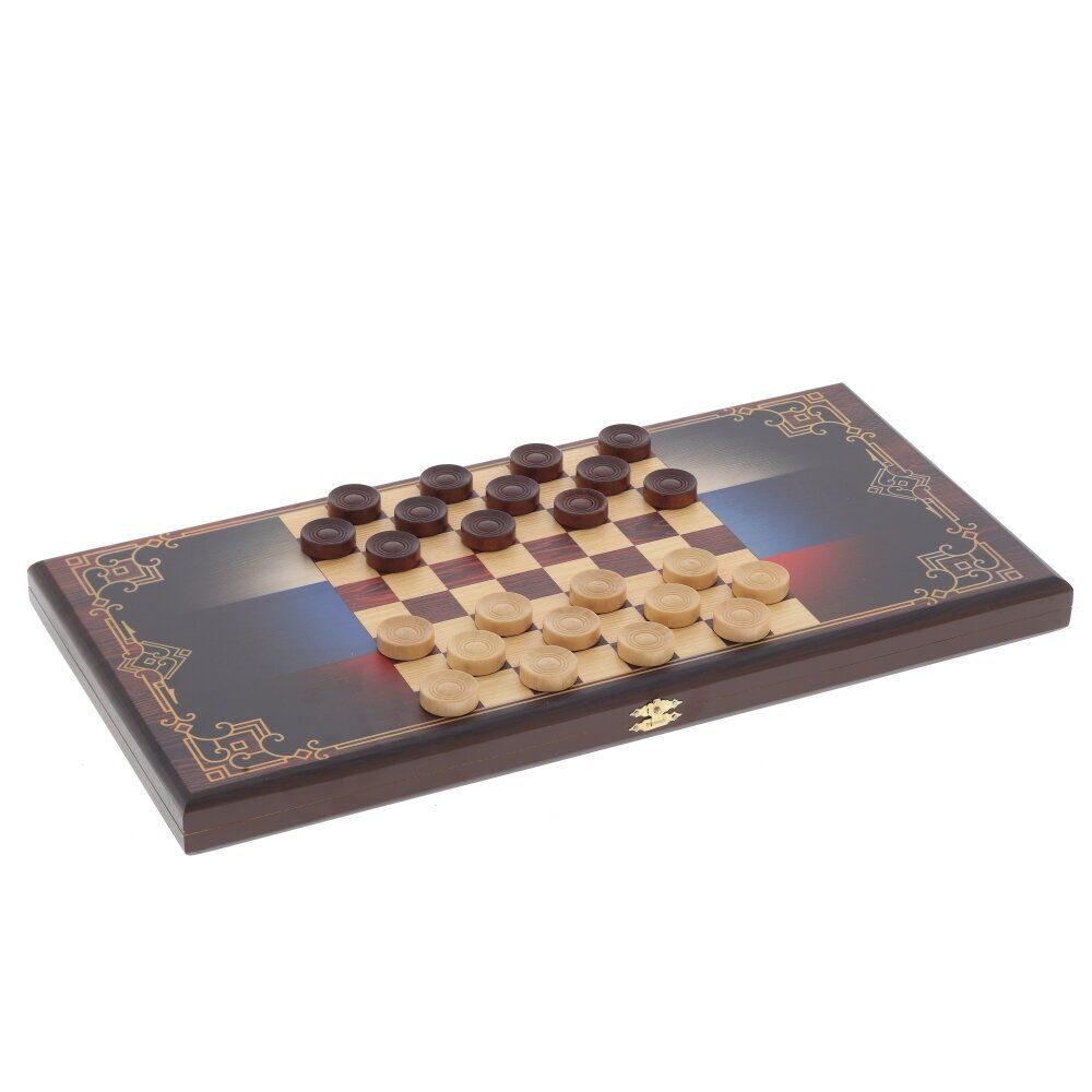 GAEM Игра настольная 2 в 1 ( шашки, нарды) "Русский медведь", L50 W25 H3 см