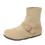 LELEYU PU Crew Stretch & Sock Boots Women"s