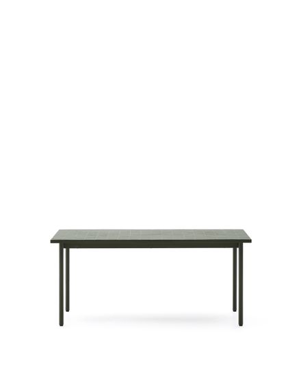 Уличный стол Maurina из оцинкованной стали зелёного цвета с зелёной керамической плиткой 182 x 91 см