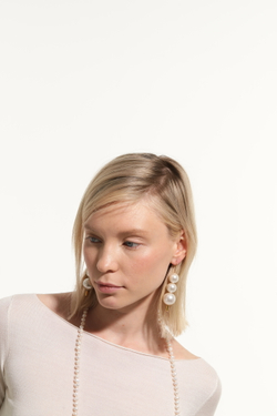 Серьги 3 крупные жемчужины, золото