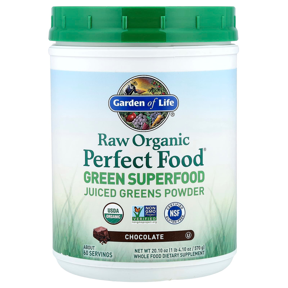 Garden of Life, Raw Organic Perfect Food®, зеленый суперфуд, со вкусом шоколада, 570 г (1 фунт 4,1 унции)