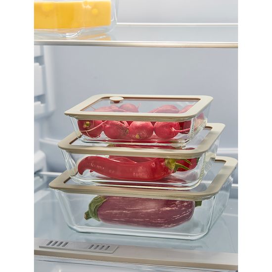 Контейнер для запекания и хранения стеклянный с вакуумным эффектом, 1,4 л, светло-серый