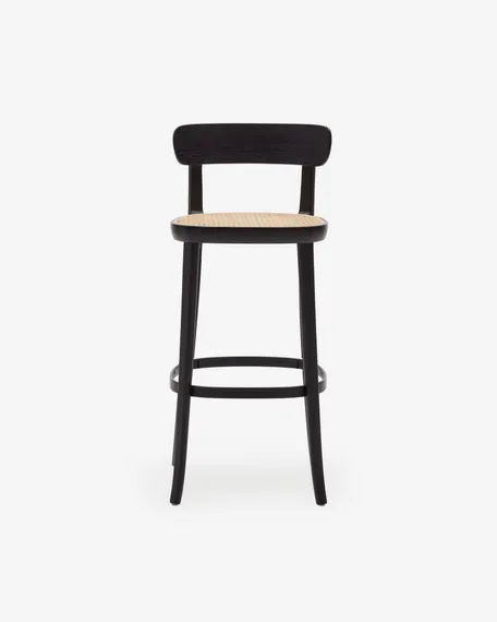 Барный стул Romane черный сиденьем из ротанга | La Forma | Испания
