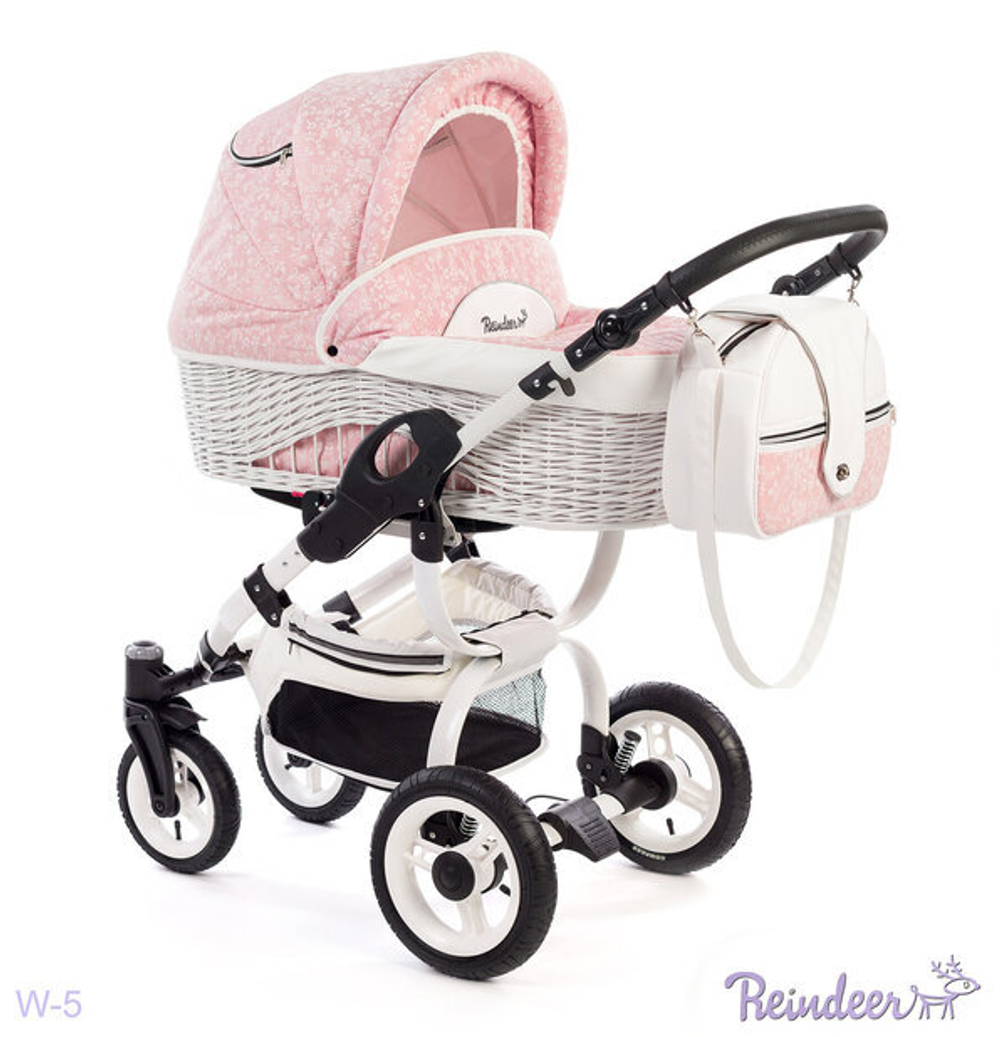 Детская коляска Reindeer City Prestige Wiklina 2 в 1 с конвертом (розовый)