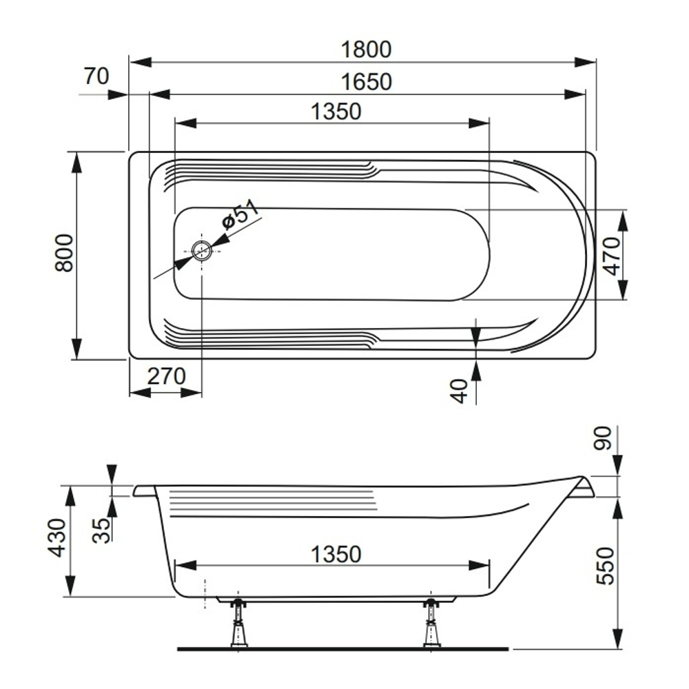 Акриловая ванна Vagnerplast HERA 180x80