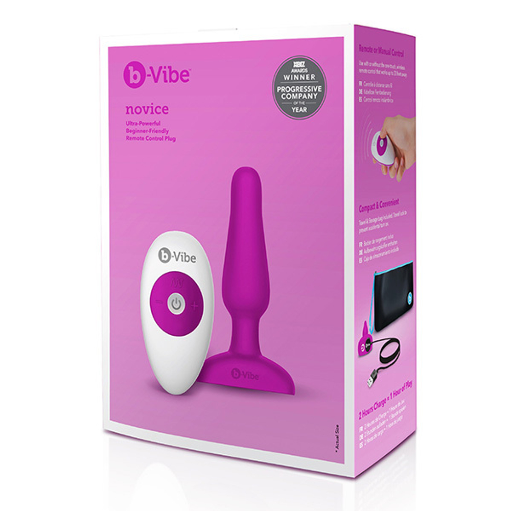 Анальный премиум-миниплаг цвета фуксии 10см b-Vibe Novice Plug BV-004-FUC