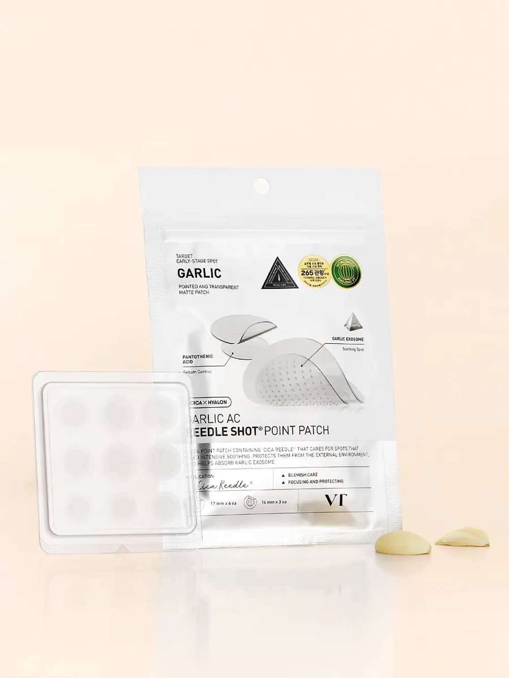 VT Cosmetics Заживляющие патчи от акне с микроиглами и экзосомами чеснока Garlic AC Reedle Shot Point Patch 9 шт