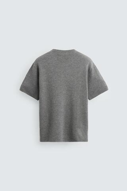 ZARA ФУТБОЛКА RELAXED FIT, СЕРЫЙ МЕЛАНЖ