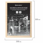 Рамка 21х30 см, дерево, багет 14 мм, BRAUBERG "Elegant", цвет натуральный, акриловый экран, 391296