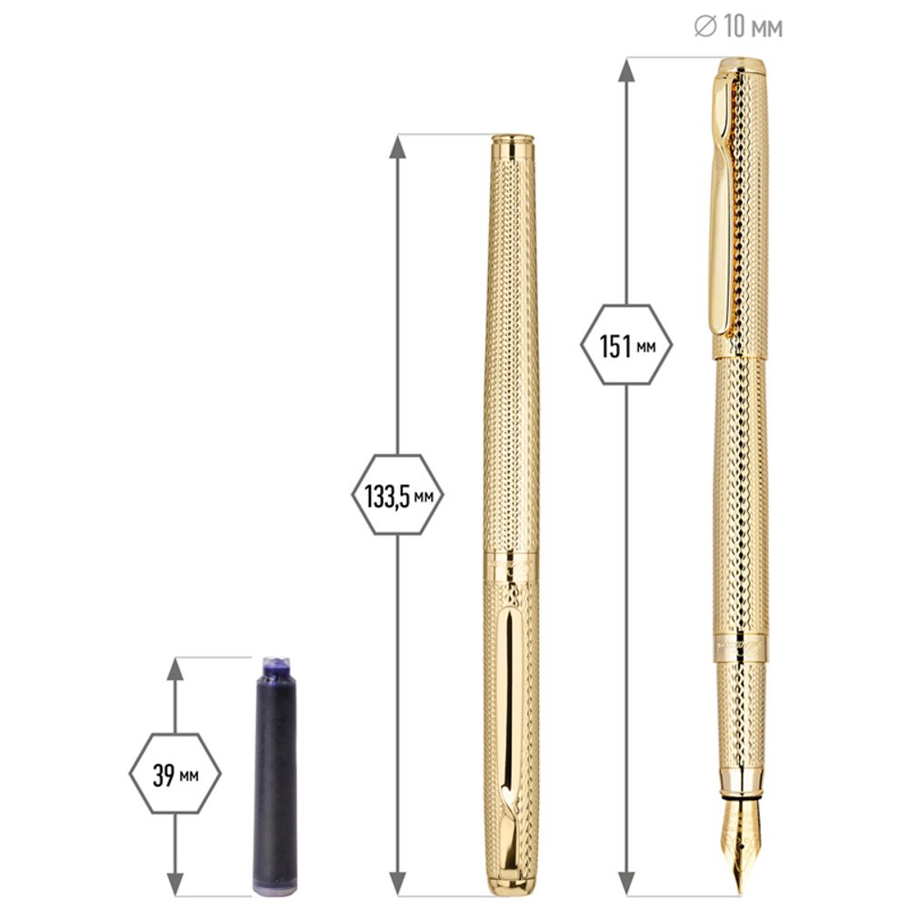 Ручка перьевая Delucci Celeste, чёрная, 0.8 мм, корпус золото, подар.уп.