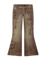 Джинсы (Regular Fit) Brown Washed  Multipocket Flare Jeans