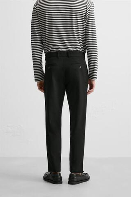 ZARA БРЮКИ КОМФОРТНОЙ ПОСАДКИ ИЗ РЕЛЬЕФНОЙ ТКАНИ, ЧЕРНЫЙ