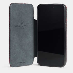 Чехол для iPhone 15 Pro Max из кожи питона, бордового цвета