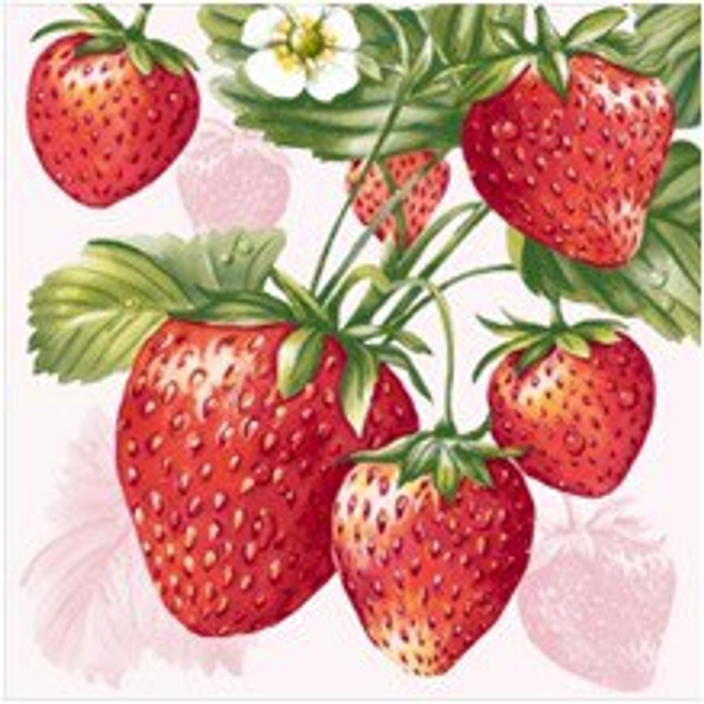 КЛУБНИКА Салфетки DE LUXE 24*24 ,3 слойные *15