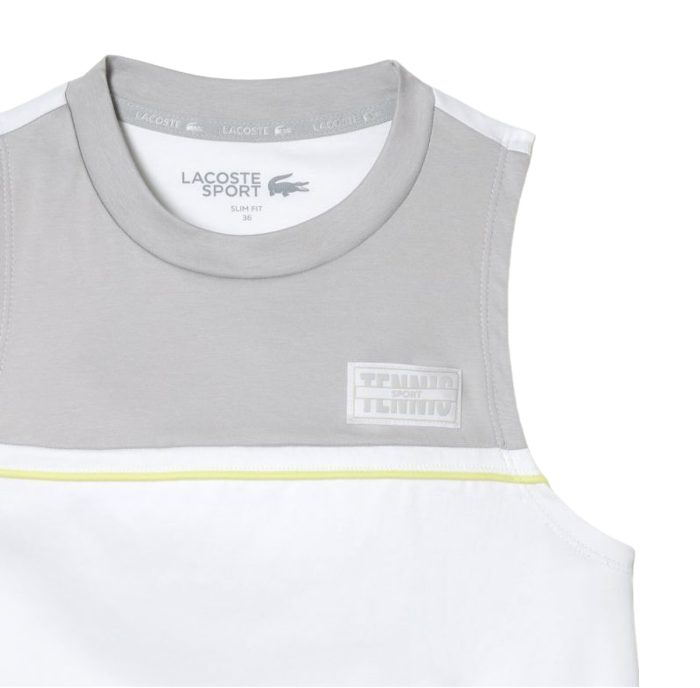 Женский топ теннисный Lacoste Contrast Stretch Cotton Sport Tank - белый