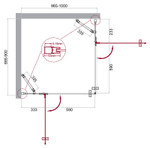 Душевой уголок BelBagno Kraft 100х90 KRAFT-AH-22-100/90-C-Cr-L профиль Хром стекло прозрачное