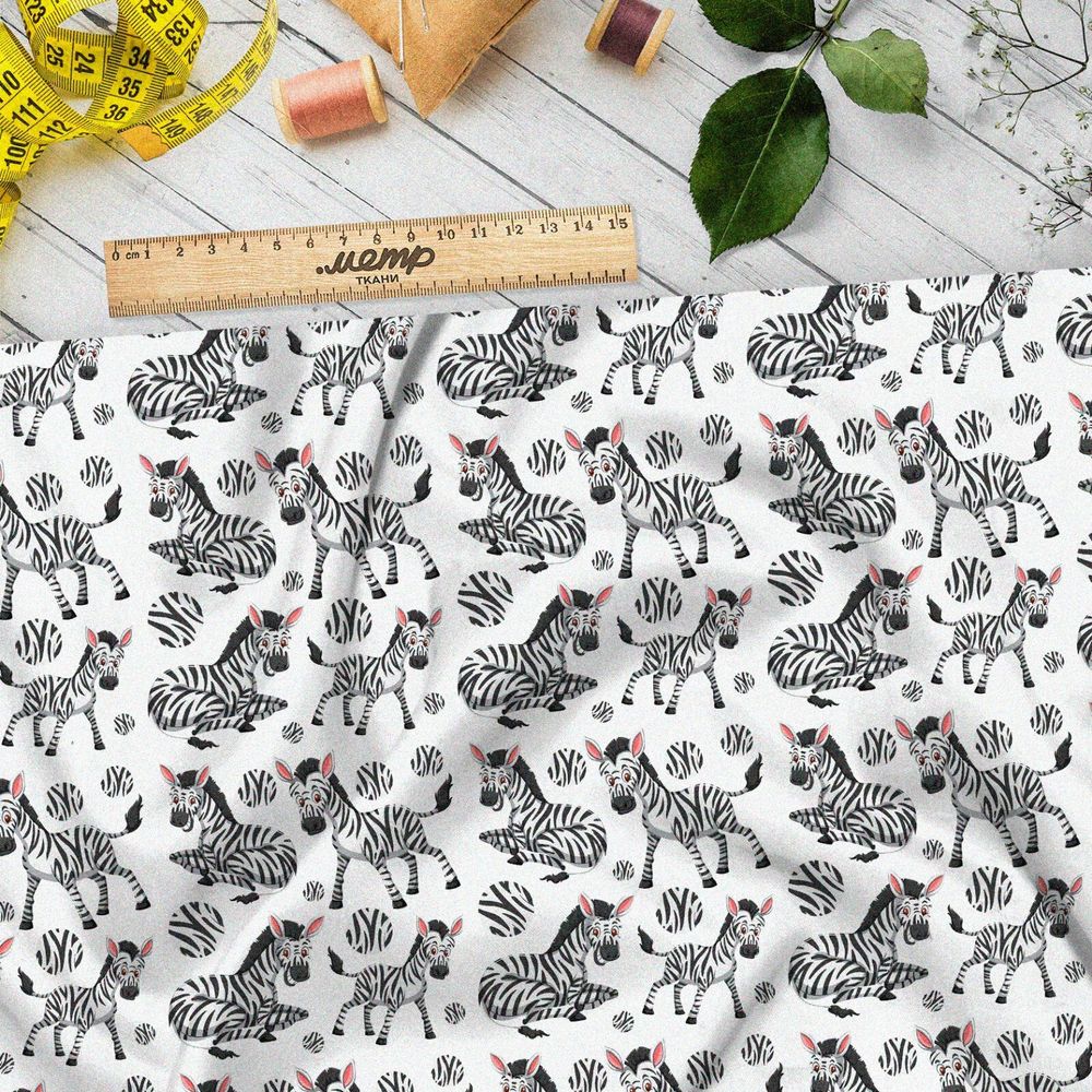 Ткань таффета веселые зебры