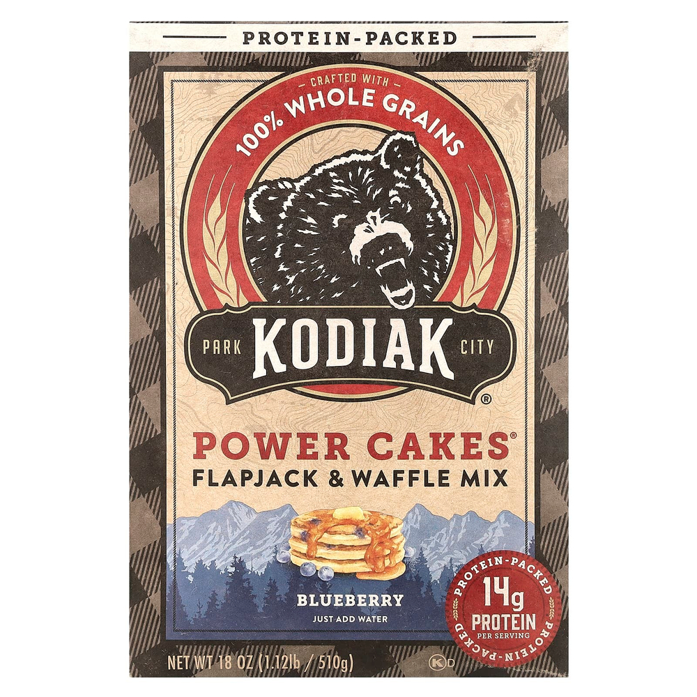 Kodiak Cakes, Power Cakes®, смесь для лепешек и вафель, голубика, 510 г (18 унций)