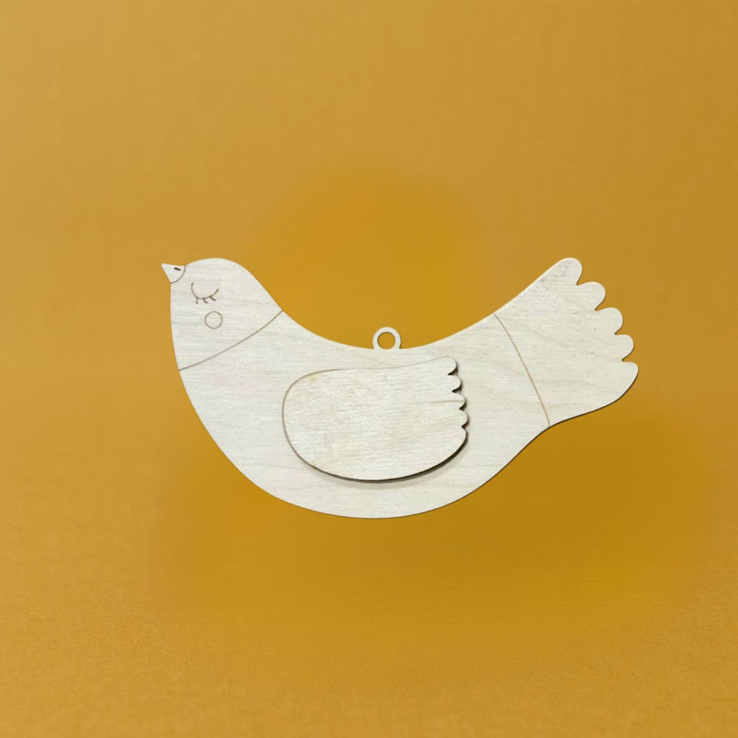 Птичка с накладными крыльями №2, 12см фанера