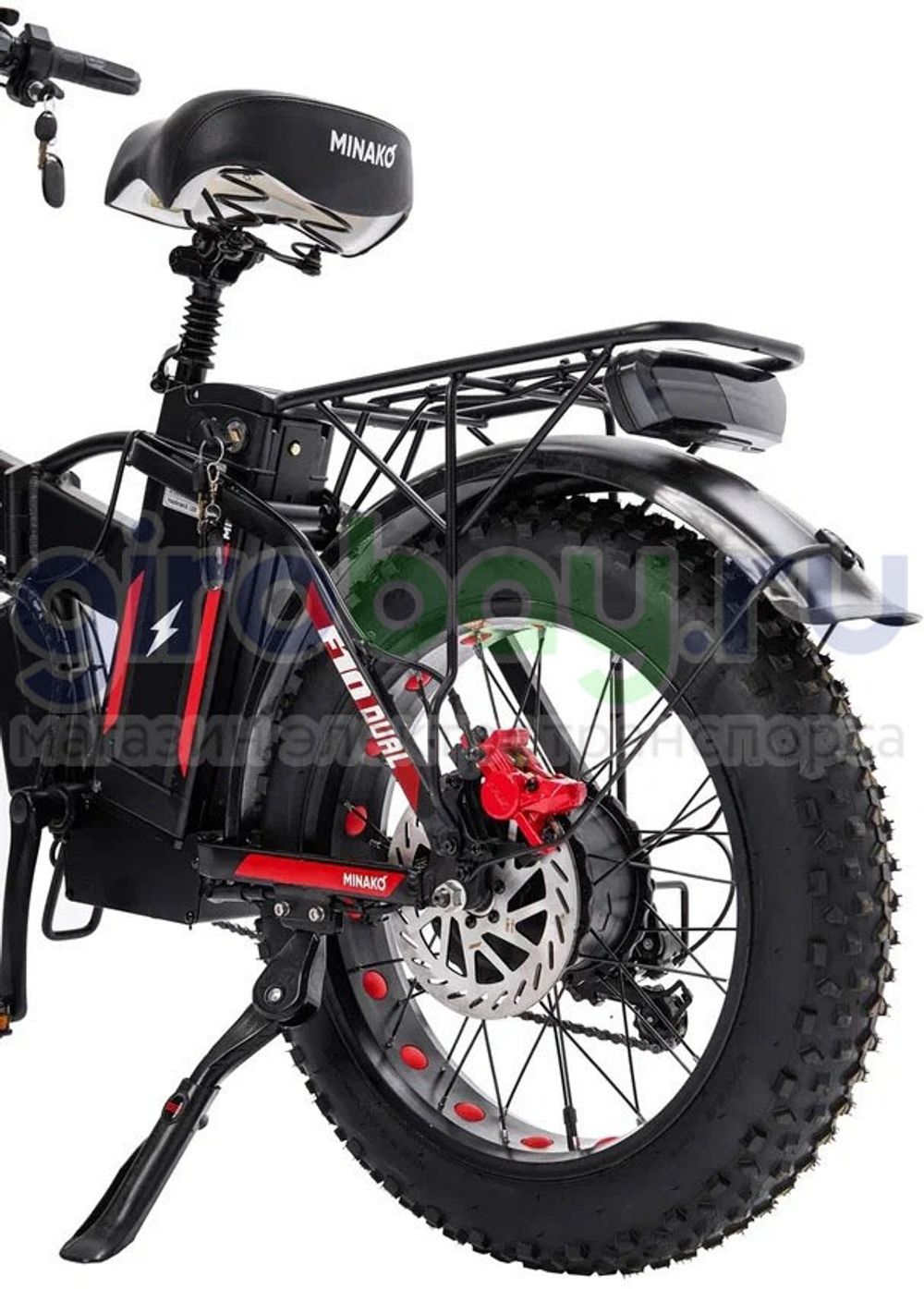 Электровелосипед Minako F10 Pro Dual 48V/20Ah (полный привод) 2025 года - Красный обод фото №14